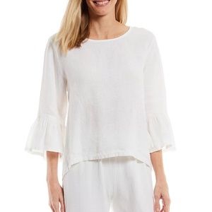 Bryn Walker Fran Linen Bell Sleeve High-Lo Top